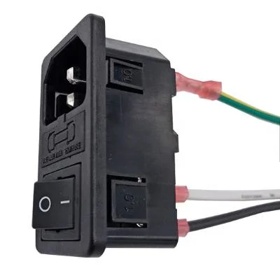 Male Power Socket 10A 250V Inlet Module Plug 1.6A 2A 5A 10A Fuse Switch with AWG Wiring Spade Crimp Terminals