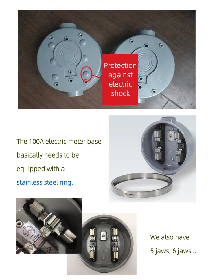 100A 240V Single Phase 3 Wire Meter Socket