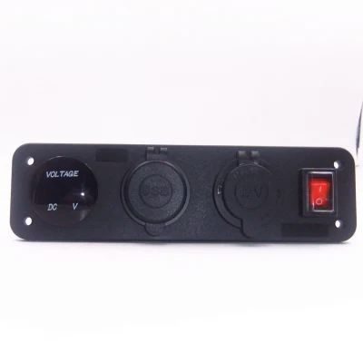Panel de interruptor a prueba de agua, toma de corriente, medidor de voltaje, cargador USB Dual, botón de interruptor basculante para coche, motocicleta marina, luz LED